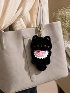Cute Black Cat Plush Bag Charm Keychain