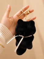 Cute Black Cat Plush Bag Charm Keychain