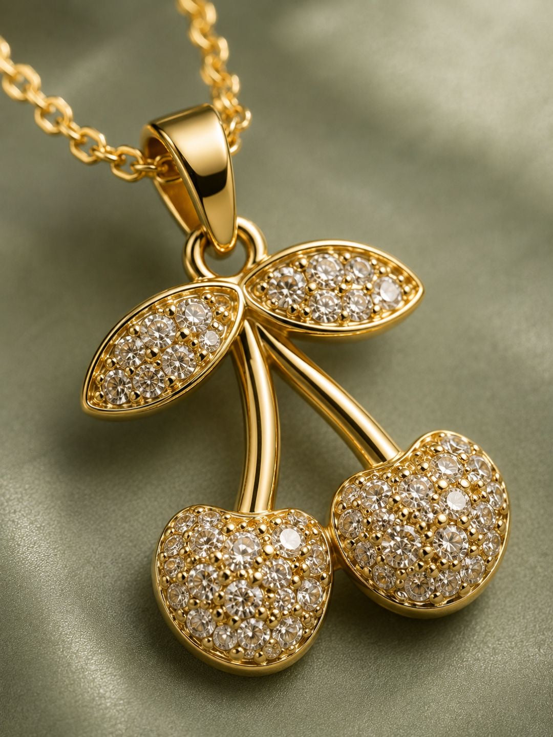 Sparkling Cherry Pendant Necklace