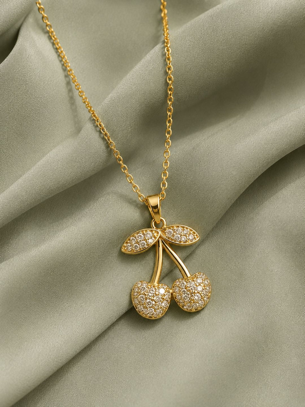 Sparkling Cherry Pendant Necklace