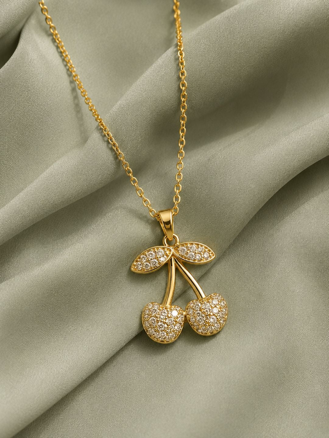 Sparkling Cherry Pendant Necklace