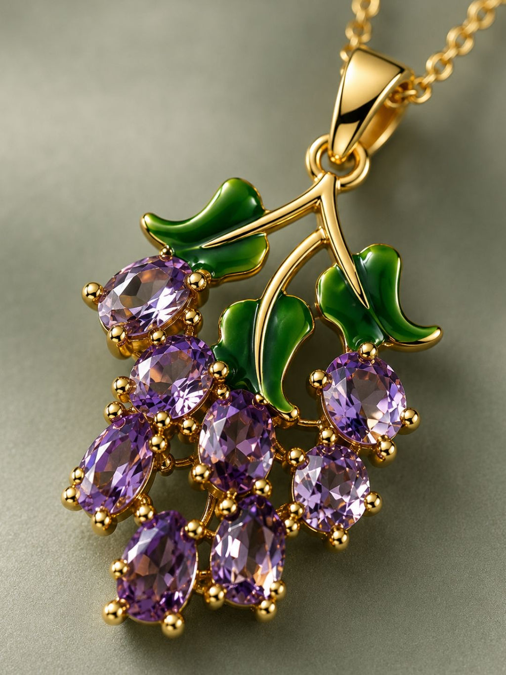Amethyst Grape Vine Pendant Necklace