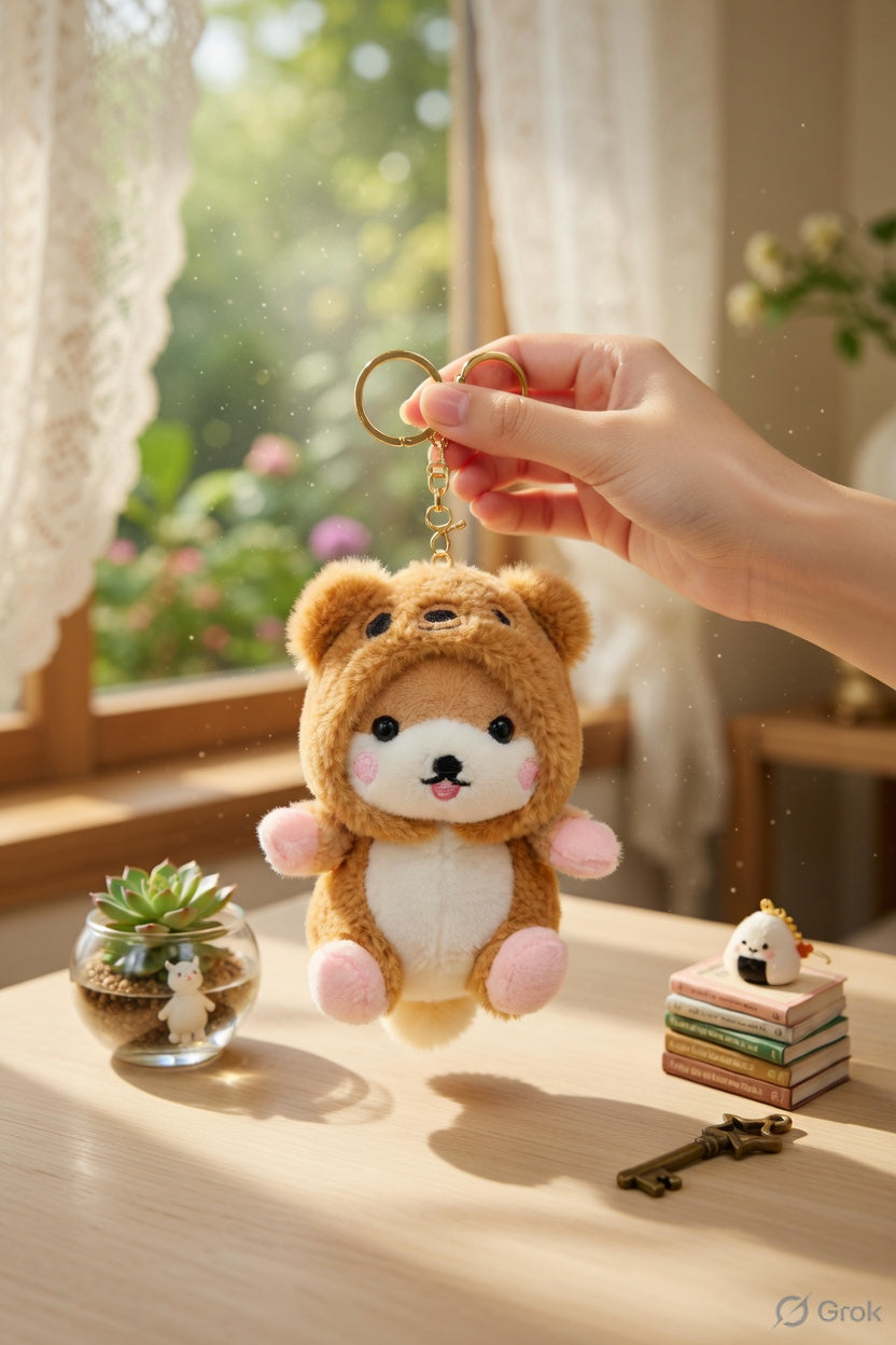 Kawaii Shiba Plush Keychain with Animal Costume