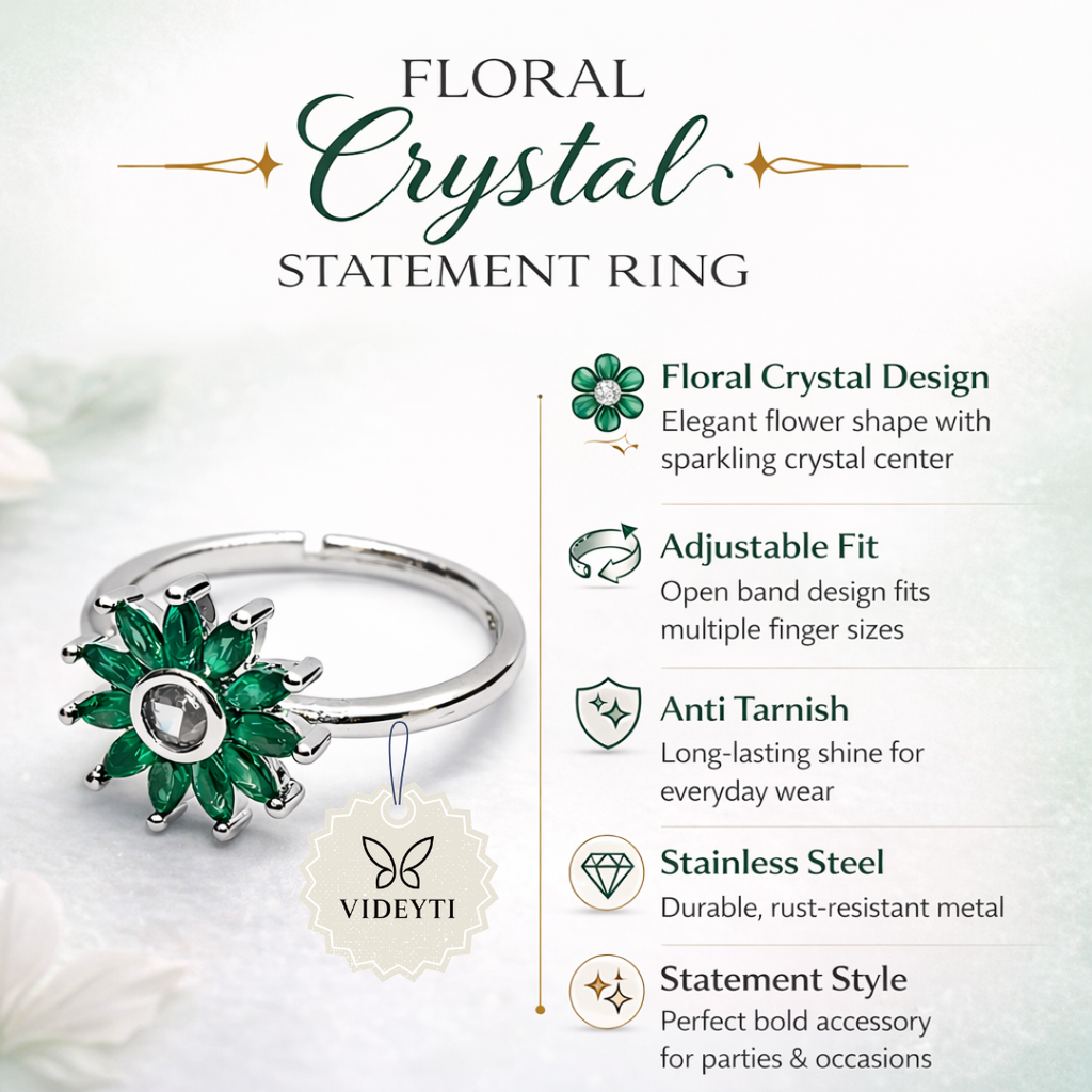 Sterling Silver Floral Statement Ring