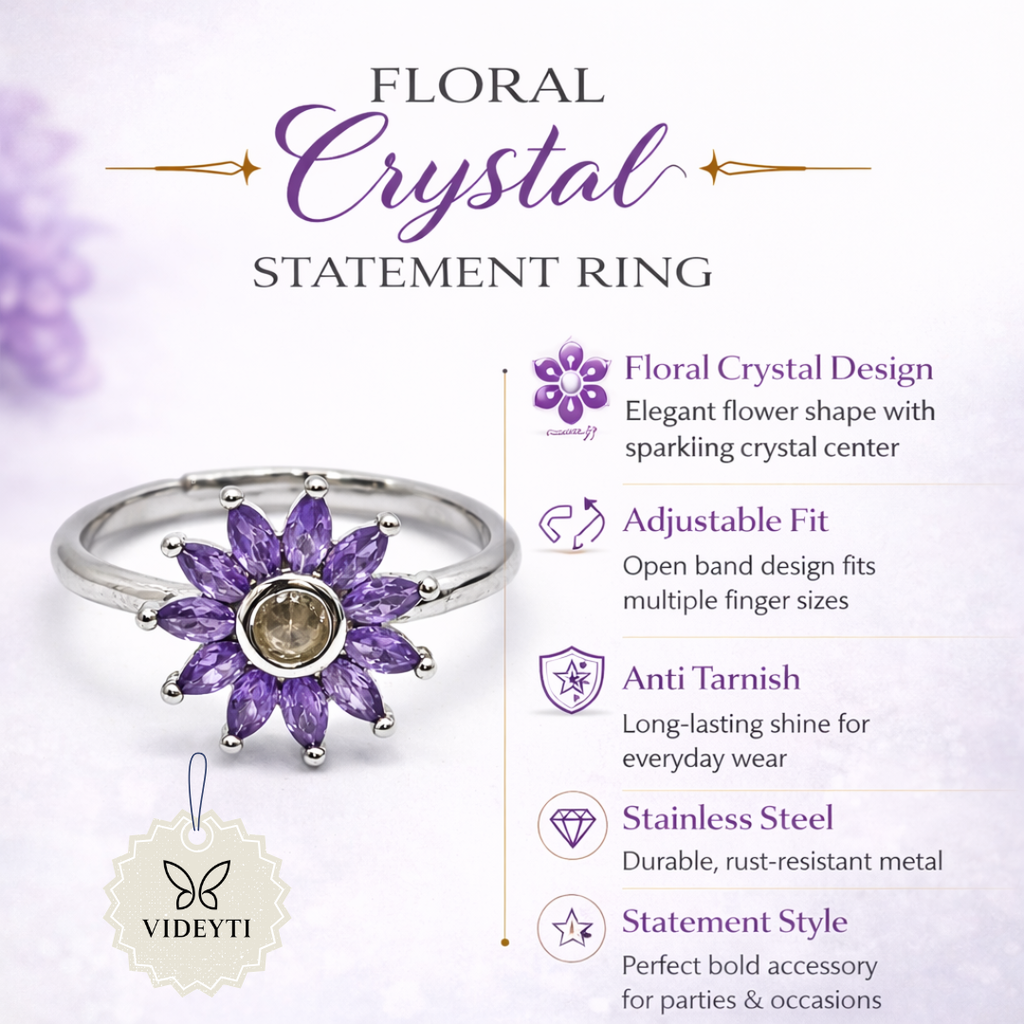 Sterling Silver Floral Statement Ring