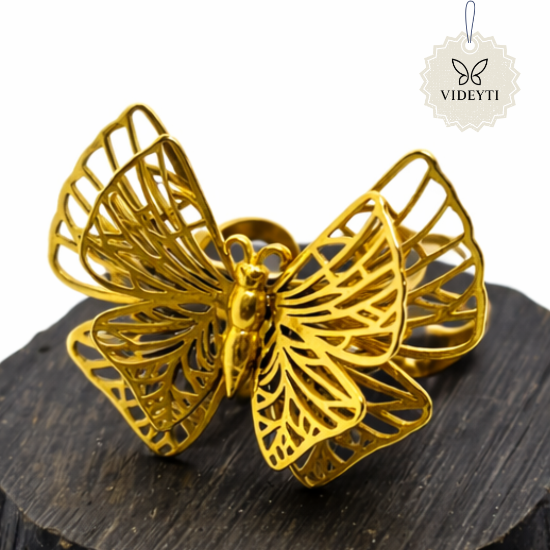 Golden Butterfly Statement Ring