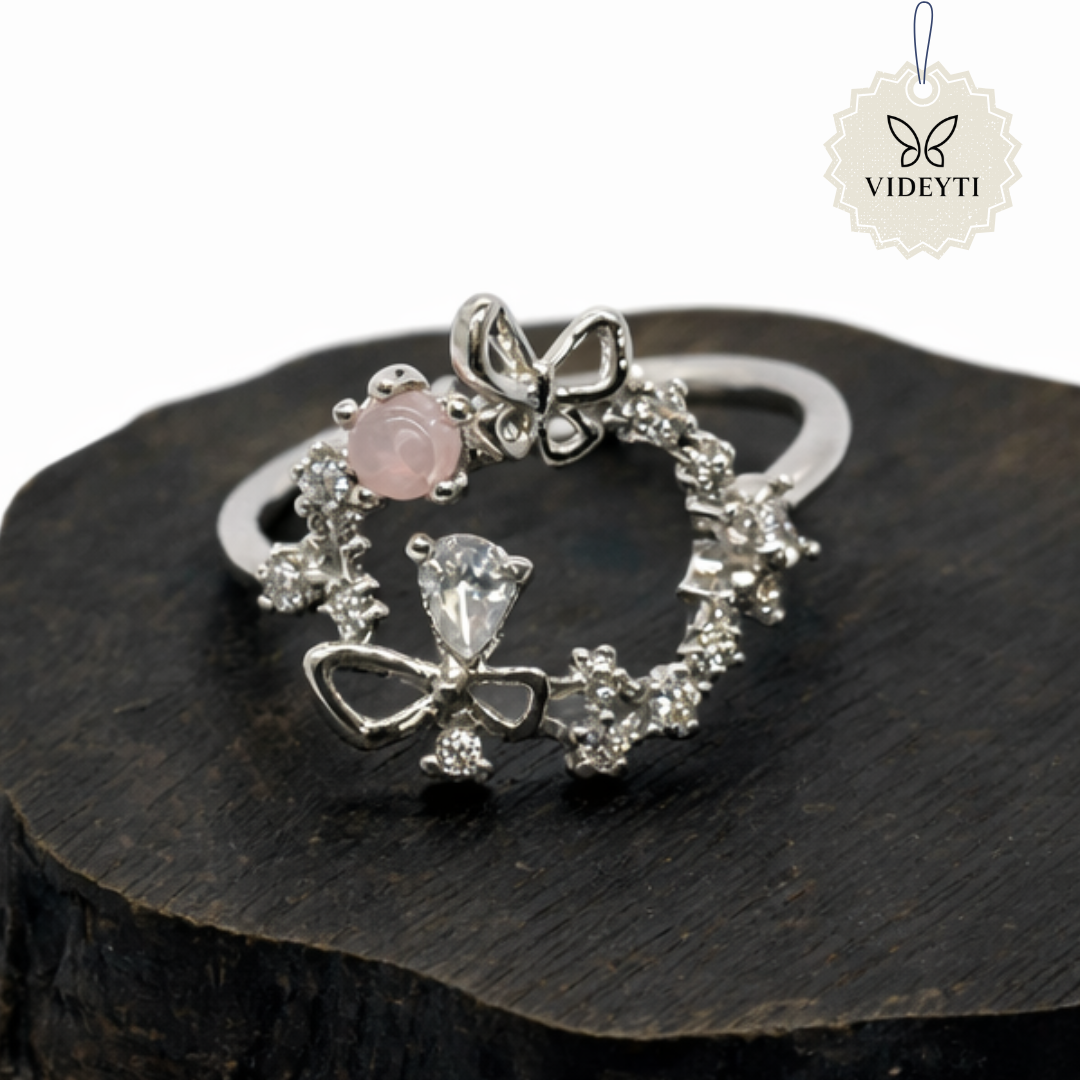 Crystal Bow Charm Ring